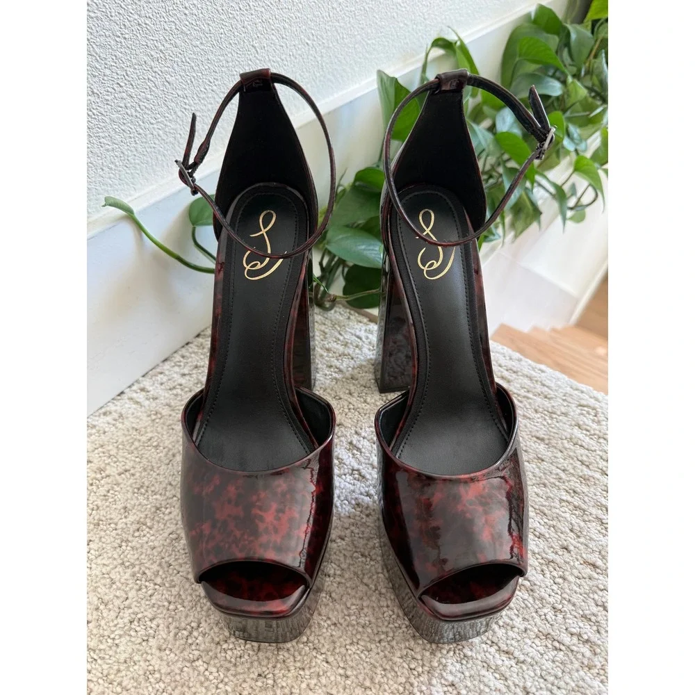 NEW Sam Edelman KORI COFFEE PATENT Platform HEEL Women 9 ANTHROPOLOGIE